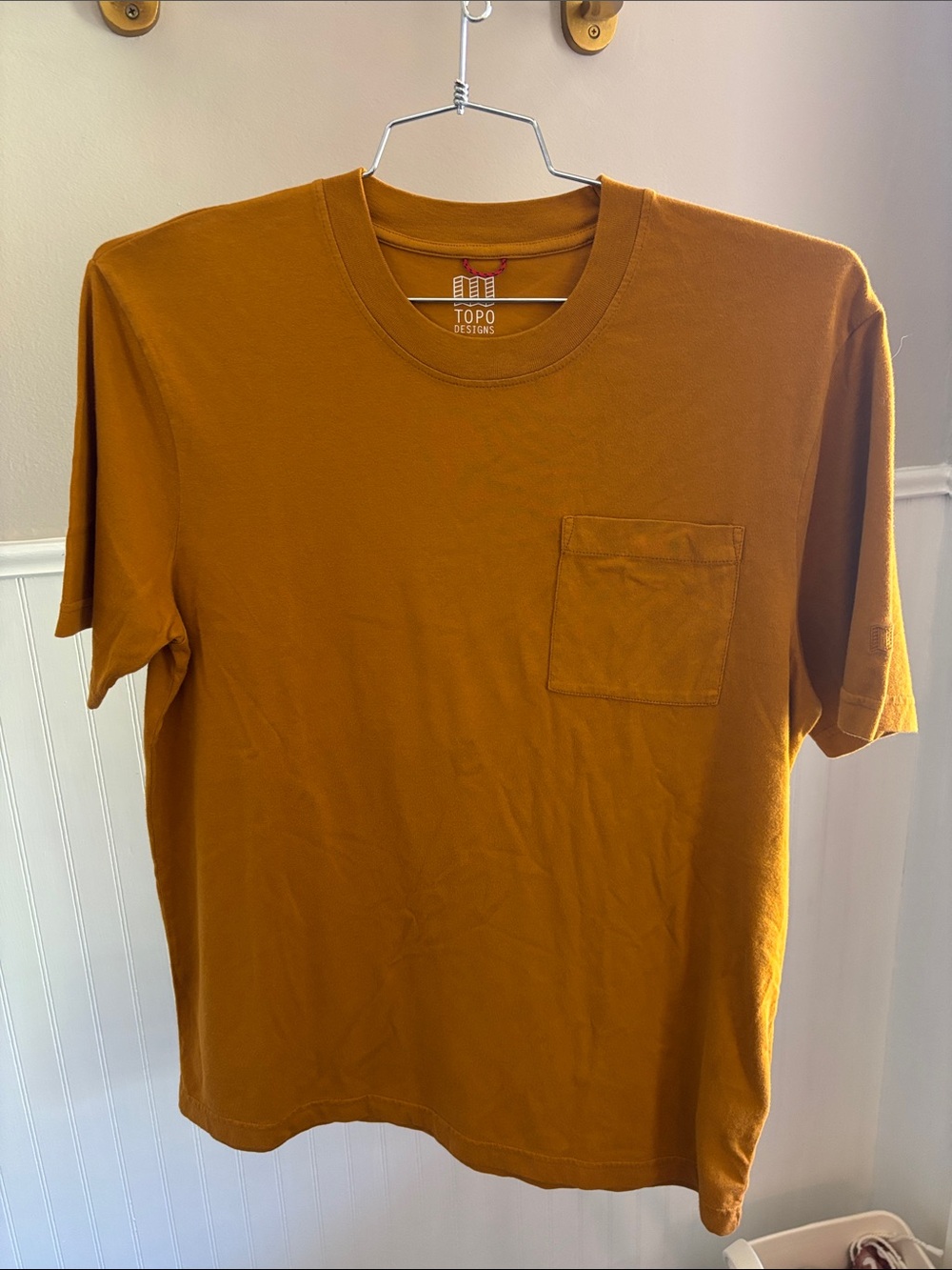 Topo Designs Men's Pocket Tee in Mustard Brown